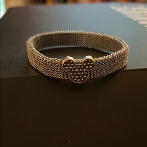Silver Mesh Bracelet with Mickey Mouse Design